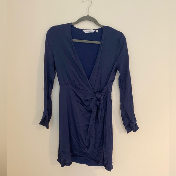 & Other Stories - Long Sleeve Navy Blue Wrap Dress - Picture 1 of 5